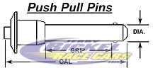 Push Pull Pins T-Handle 5/16" Diameter, 2.000 Grip, Overall Length 3.500"